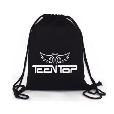 Factory price promotion black cotton drawstring bag