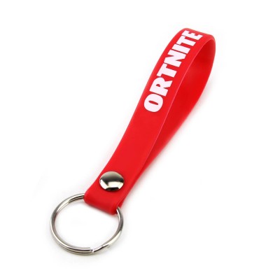 Silicone key ring silica gel keychain screen printed rubber wrist belt